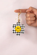 Load image into Gallery viewer, Big Checker Flower Key Chain with Smiley Face
