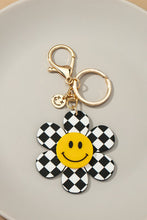 Load image into Gallery viewer, Big Checker Flower Key Chain with Smiley Face
