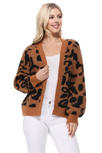 Load image into Gallery viewer, Leopard Jacquard Open Front Shrug Cardigan
