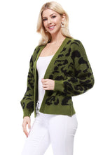 Load image into Gallery viewer, Leopard Jacquard Open Front Shrug Cardigan
