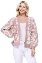 Load image into Gallery viewer, Leopard Jacquard Open Front Shrug Cardigan
