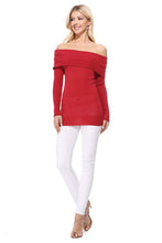 Load image into Gallery viewer, Soft Rayon &amp; Stretch Off Shoulder Sweater Knit Top
