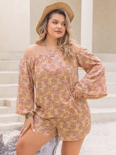 Load image into Gallery viewer, Plus Size Printed Off-Shoulder Top and Shorts Set
