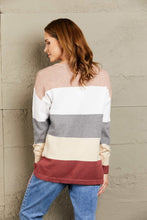 Load image into Gallery viewer, Woven Right Color Block Drop Shoulder Round Neck Sweater
