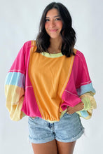 Load image into Gallery viewer, Rose Red Plus Size Colorblock Patchwork Exposed Seam Sweatshirt
