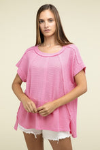 Load image into Gallery viewer, Brushed Waffle Exposed-Seam Short Sleeve Top
