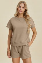 Load image into Gallery viewer, Double Take Full Size Texture Short Sleeve Top and Shorts Set
