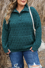 Load image into Gallery viewer, Plus Size Quarter Snap Quilted Sweatshirt
