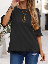 Load image into Gallery viewer, Ruffled Round Neck Half Sleeve Blouse
