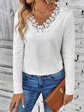 Load image into Gallery viewer, Lace Trim V-Neck T-Shirt
