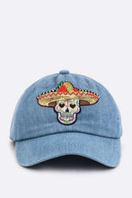 Load image into Gallery viewer, Calavera Embroidery Denim Cap
