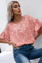 Load image into Gallery viewer, Womens - Pink  - Leopard Spotted Ruffle Sleeve T-Shirt - Sizes S-XL
