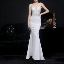 Load image into Gallery viewer, Wedding Diamond Toast Dress Bride Long Appreciation Dinner Fishtail Dress Evening Dress
