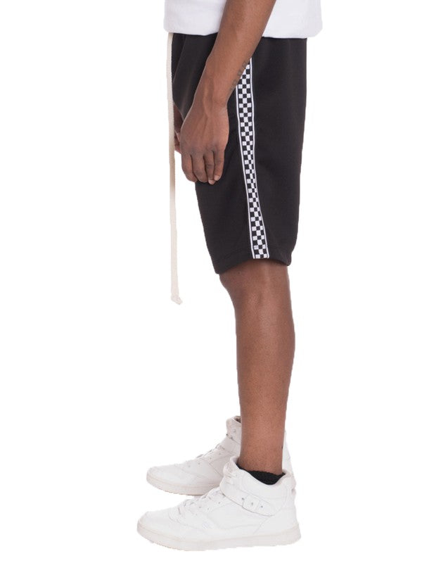 Weiv Mens Checkered Stripe Track Shorts