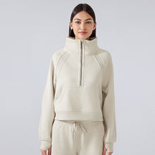 Load image into Gallery viewer, Womens Half Zipper High Stand Collar Pullover Autumn Winter Outdoor Thermal Fleece Exercise Sweater
