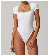 Load image into Gallery viewer, Womens Sollinarry Lace Back Yoga Ballet Dance Workout Clothes Bottoming Skinny Jumpsuit
