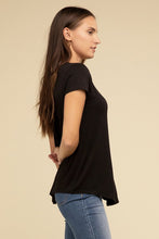 Load image into Gallery viewer, Flowy Round Hem Rayon Short Sleeve Top
