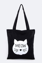 Load image into Gallery viewer, Meow Cat Print Cotton Canvas Tote
