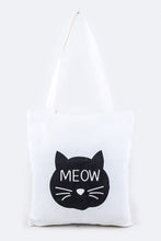 Load image into Gallery viewer, Meow Cat Print Cotton Canvas Tote
