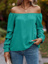 Load image into Gallery viewer, Ruched Off-Shoulder Long Sleeve Blouse
