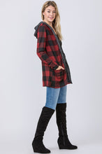 Load image into Gallery viewer, Plaid Checker Print Cardigan with Hoodie
