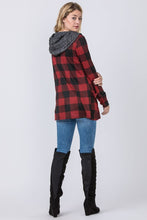 Load image into Gallery viewer, Plaid Checker Print Cardigan with Hoodie
