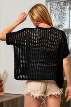 Load image into Gallery viewer, BiBi Hollowed Out Short Sleeve Knit Cover Up
