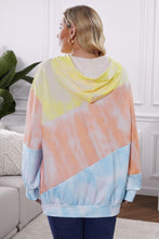 Load image into Gallery viewer, Plus Size Drawstring Color Block Dropped Shoulder Hoodie
