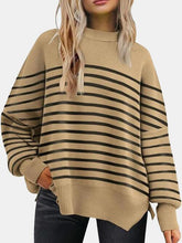 Load image into Gallery viewer, 13 Colors - Round Neck Drop Shoulder Slit Sweater Ti Amo I love you
