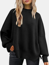 Load image into Gallery viewer, 13 Colors - Round Neck Drop Shoulder Slit Sweater Ti Amo I love you
