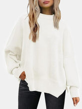 Load image into Gallery viewer, 13 Colors - Round Neck Drop Shoulder Slit Sweater Ti Amo I love you
