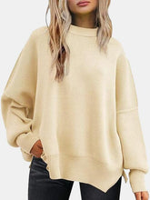 Load image into Gallery viewer, 13 Colors - Round Neck Drop Shoulder Slit Sweater Ti Amo I love you
