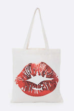 Load image into Gallery viewer, Sequins Lips Cotton Canvas Tote
