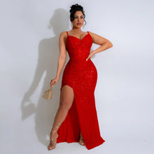 Load image into Gallery viewer, Sequin Sling Dress Host Cocktail Sexy Prom Evening Dress
