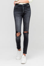 Load image into Gallery viewer, High Rise Distressed Button Fly Ankle Skinny
