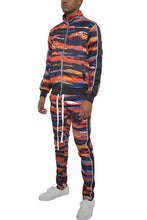 Load image into Gallery viewer, Mens Print Full Zip Track Suit Set
