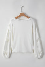 Load image into Gallery viewer, Lace Detail Drop Sleeve Ribbed Top
