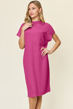 Load image into Gallery viewer, Double Take Full Size Texture Mock Neck Short Sleeve Dress
