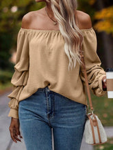 Load image into Gallery viewer, Ruched Off-Shoulder Long Sleeve Blouse
