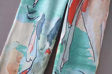 Load image into Gallery viewer, Women Clothing High Waist Lace up Abstract Watercolor Printing Loose Casual Wide Leg Pants Straight
