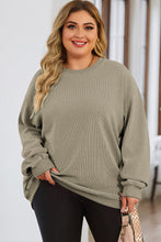 Load image into Gallery viewer, Plus Size Round Neck Dropped Shoulder Sweatshirt
