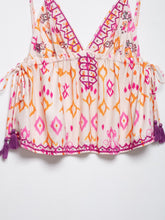 Load image into Gallery viewer, Women Clothing V neck Brace Sequin Embroidery Decorative Camisole Linen Vest Top
