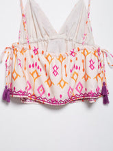 Load image into Gallery viewer, Women Clothing V neck Brace Sequin Embroidery Decorative Camisole Linen Vest Top
