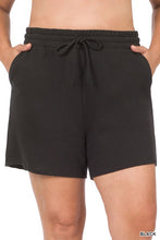 Load image into Gallery viewer, Plus French Terry Drawstring Waist Shorts
