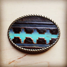 Load image into Gallery viewer, Rope Edge Blue Navajo Belt Buckle
