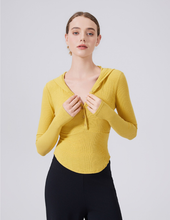 Load image into Gallery viewer, Bamboo Thread Hoodie Slimming Tops Outerwear Workout Clothes Running Yoga Slimming Long Sleeves Henry Sports
