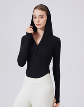 Load image into Gallery viewer, Bamboo Thread Hoodie Slimming Tops Outerwear Workout Clothes Running Yoga Slimming Long Sleeves Henry Sports
