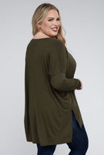 Load image into Gallery viewer, Plus Dolman Sleeve V-Neck Side Slit Hi-Low Hem Top
