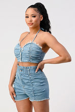 Load image into Gallery viewer, Denim 2PC Short Set
