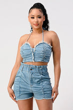 Load image into Gallery viewer, Denim 2PC Short Set
